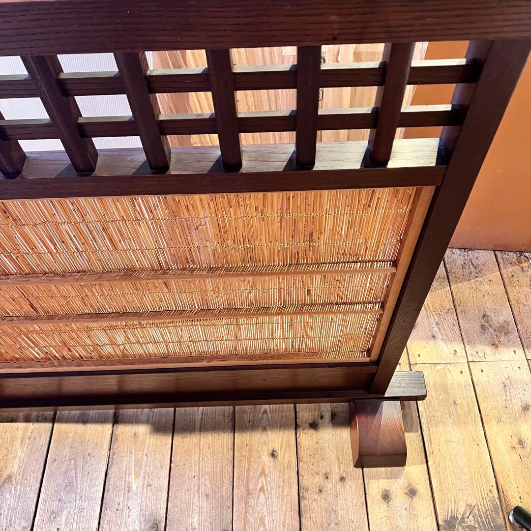 木製 衝立 自立式 障子 戸 間仕切り 和 古家具 古民具 高級 材木 天然