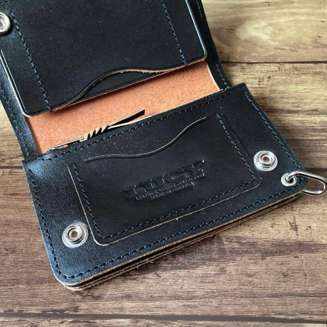 【あ】ミドルトラッカーウォレット 茶芯ブラック【お札を折らずに収納】