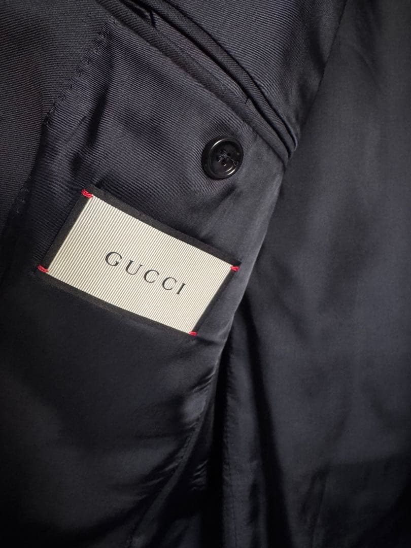 最終　GUCCI濃紺 ビジネススーツ ジャケットとパンツセット　L イタリア50