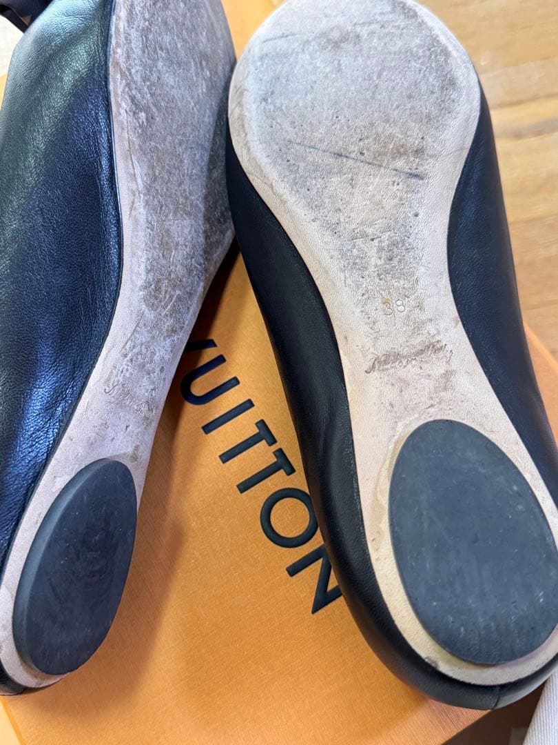 LOUIS VUITTON リボン付きフラットシューズ size38中24.5