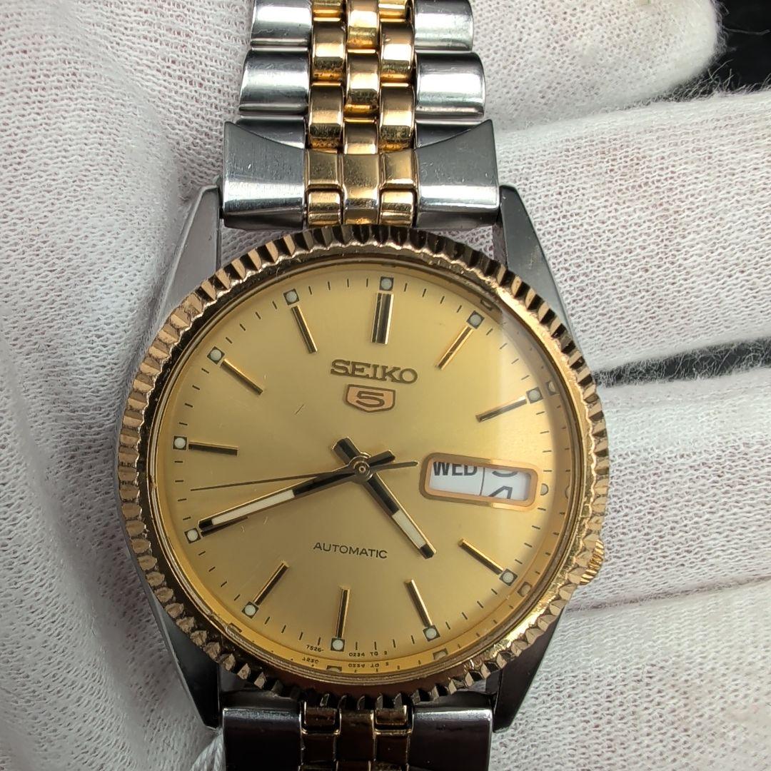【稼動品】セイコー5 デイデイト 自動巻き 7S26-0500 裏スケ コンビ