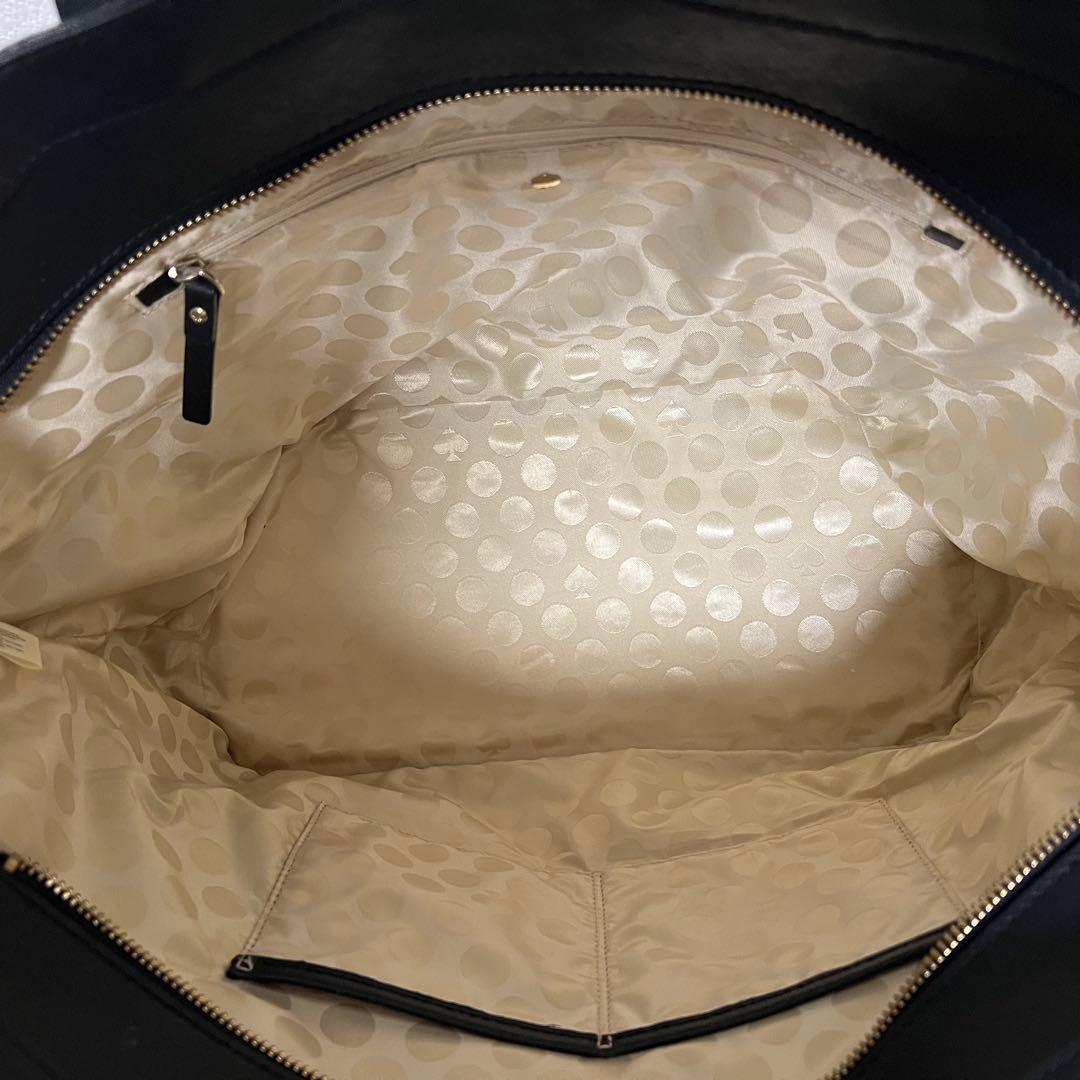 【美品】ケイトスペード トートバッグ サフィアーノレザー 黒 逆台形 船形 A4