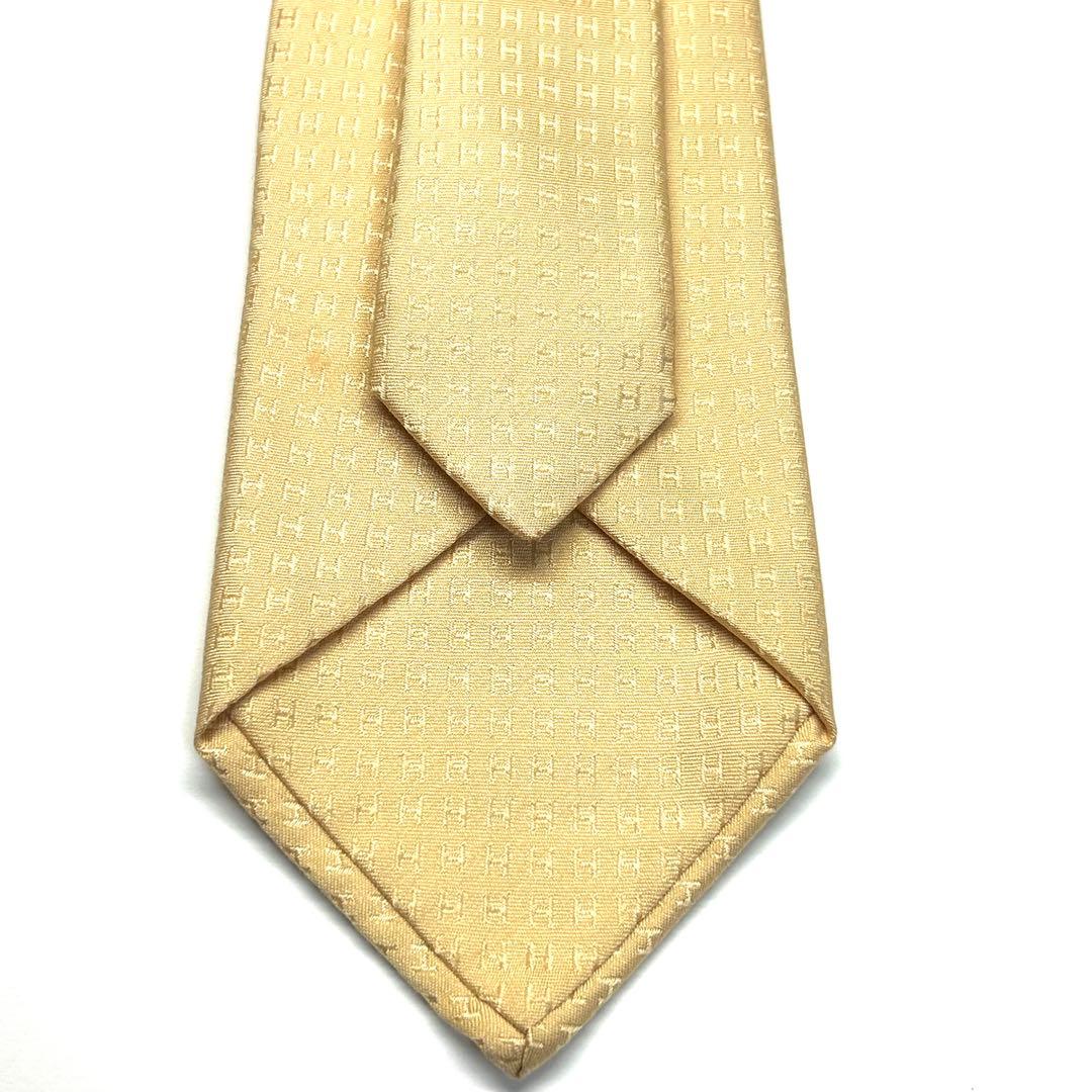 【未使用に近い✨】エルメス ネクタイ ベージュ ファソネH H柄 高級シルク
