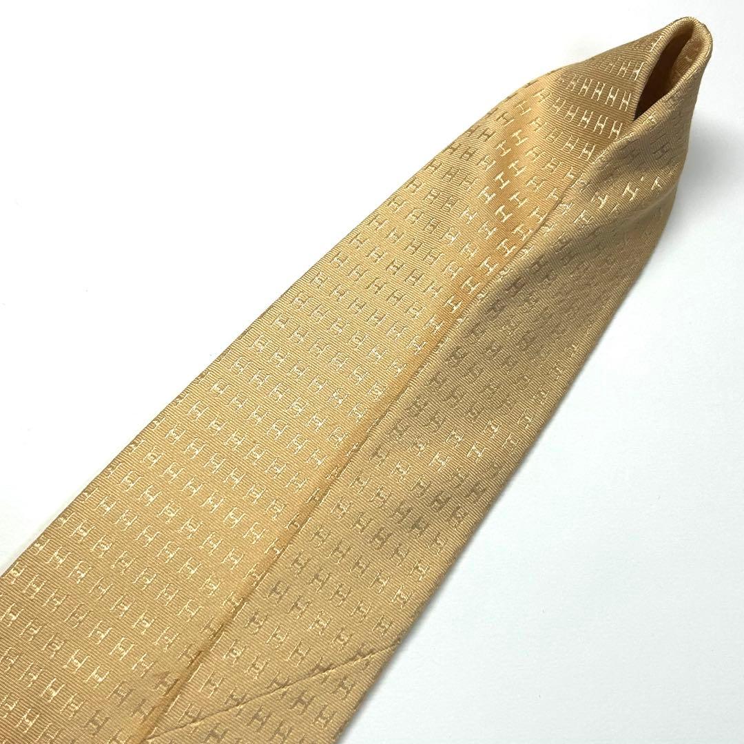 【未使用に近い✨】エルメス ネクタイ ベージュ ファソネH H柄 高級シルク