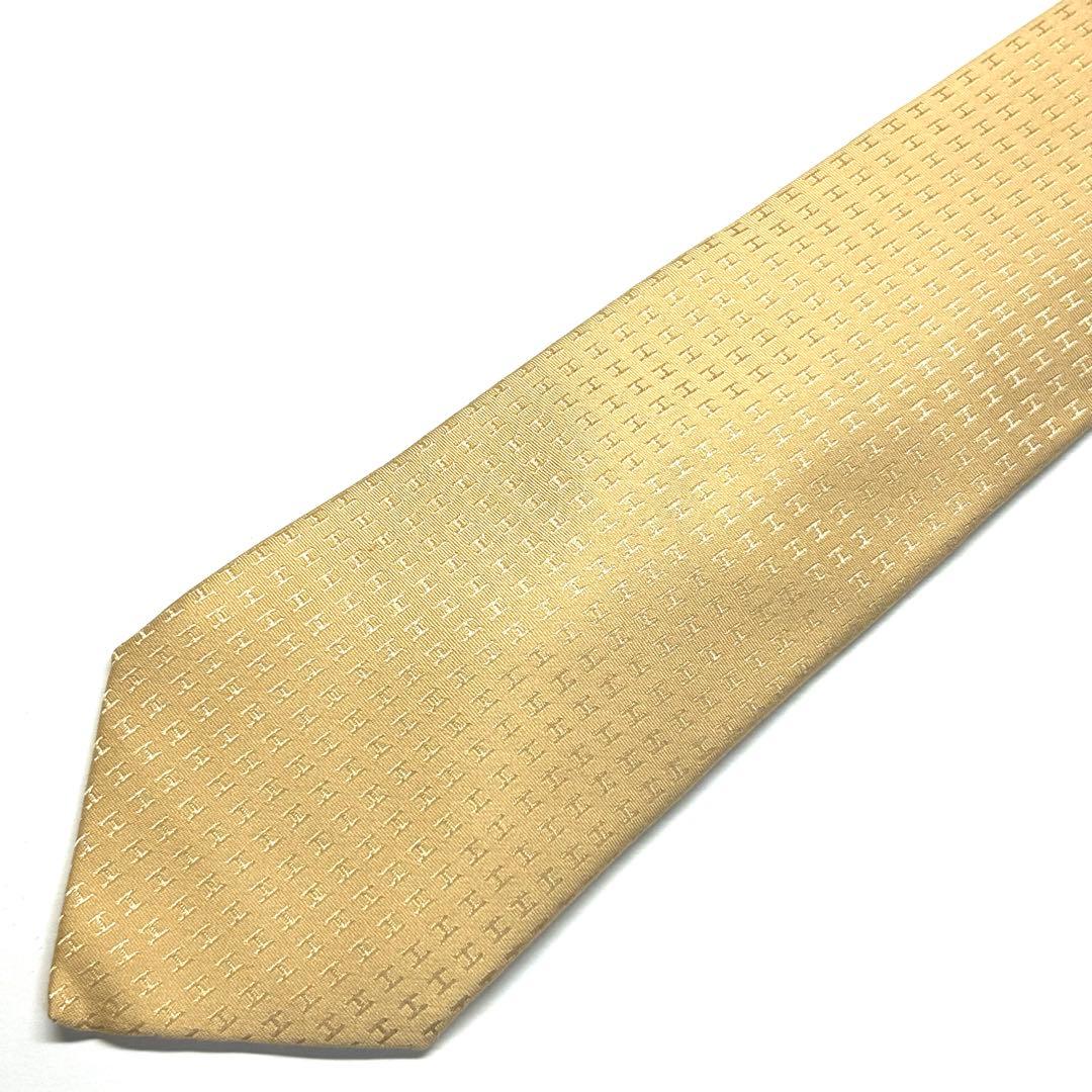 【未使用に近い✨】エルメス ネクタイ ベージュ ファソネH H柄 高級シルク