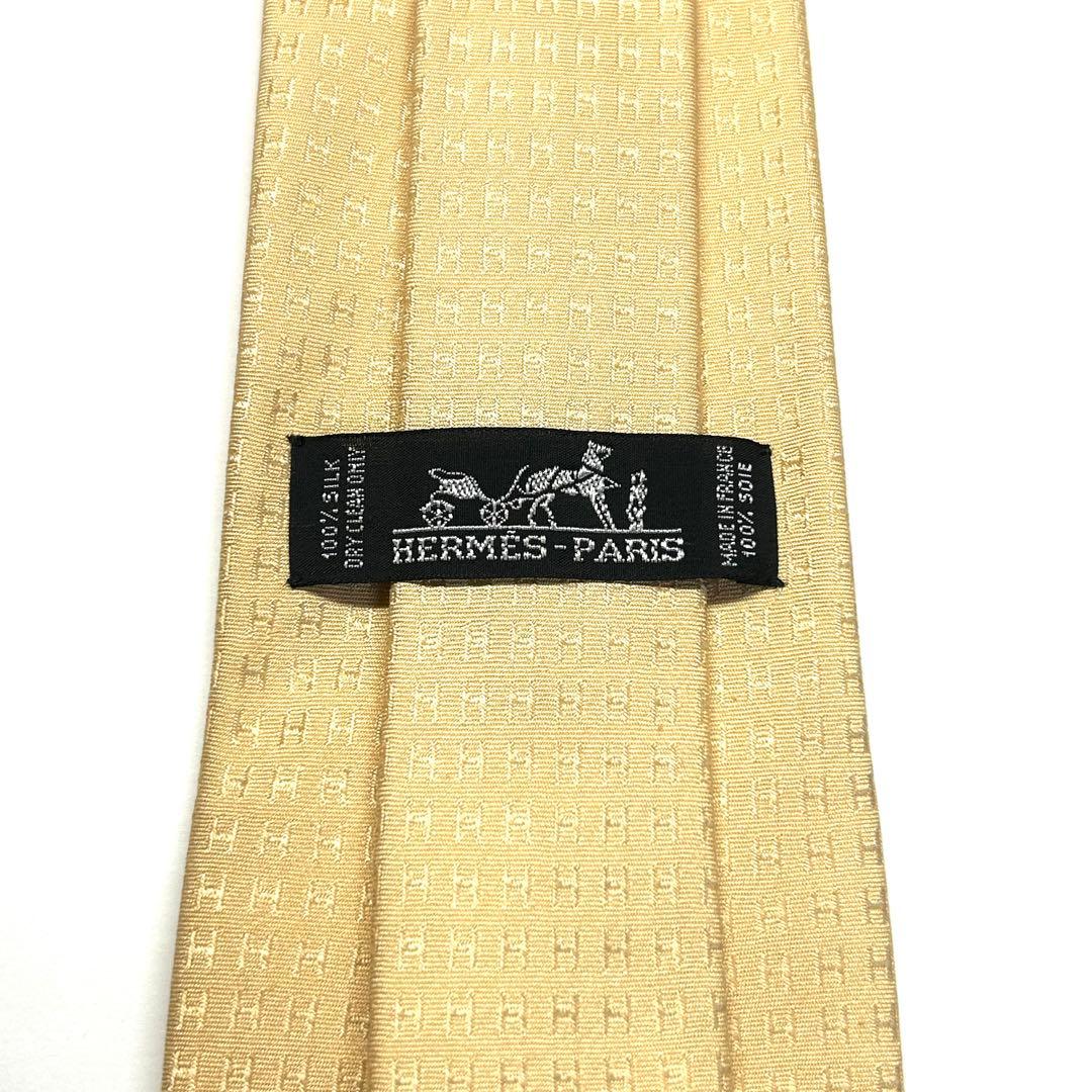 【未使用に近い✨】エルメス ネクタイ ベージュ ファソネH H柄 高級シルク