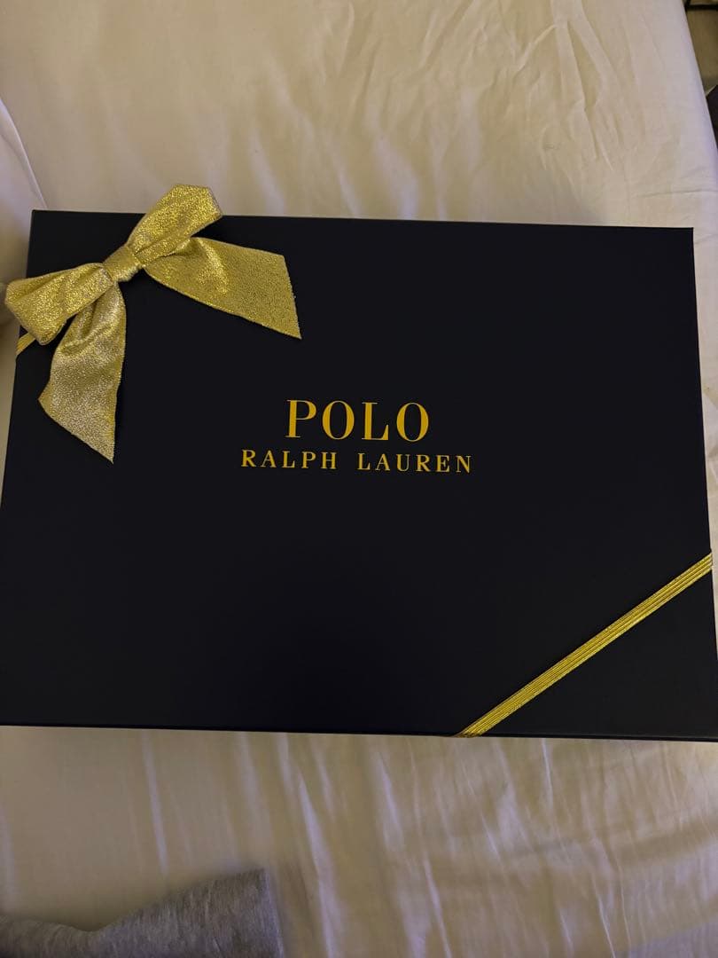 美品POLO RALPH LAURENリサイクルウールマフラーブラック/レッド