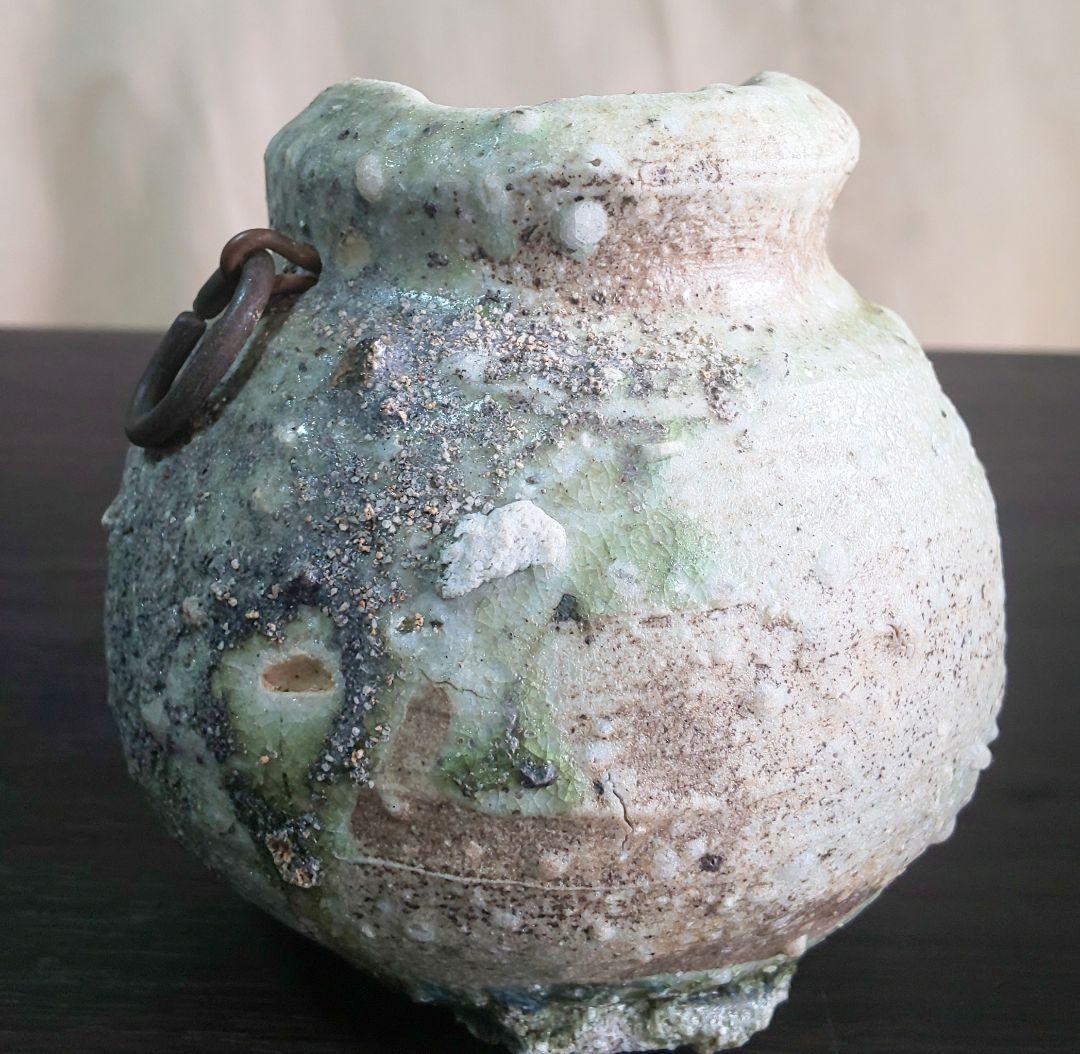 古伊賀 伊賀焼 灰被 自然釉 水滴 掛花入 花器 小壷 一輪挿し