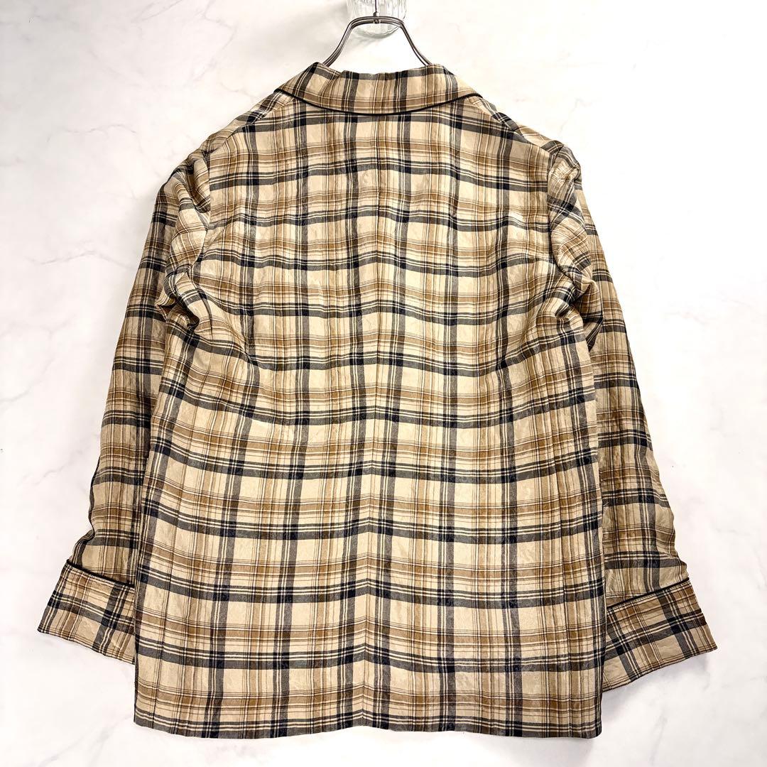 6(ROKU) ロク チェック柄 艶感カジュアルジャケット 36 日本製