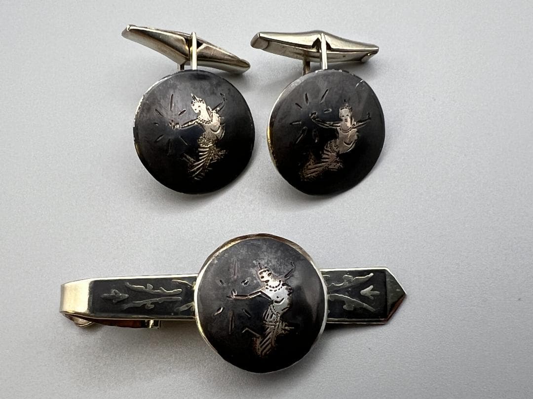 銀製　STERLING　刻印　シガレットケース　マネークリップ　カフス　117g