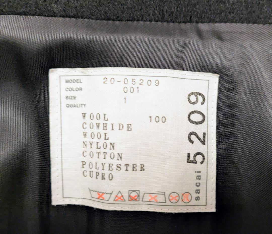 sacai サカイ　スタジアムジャンパー　袖レザー　黒＋ネイビー