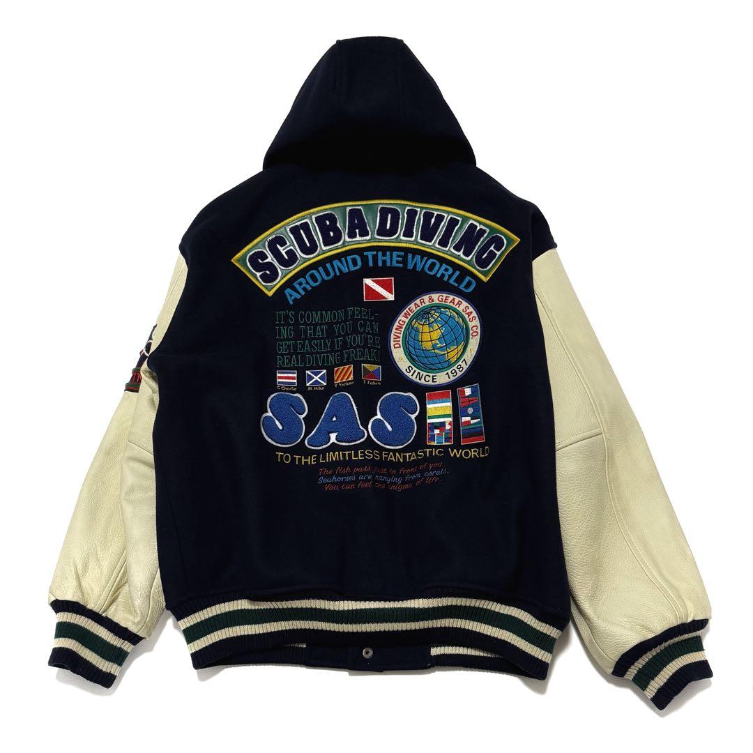 【激レア】 SAS スタジャン 豪華な刺繍&ワッペン 牛革袖 レアデザイン L