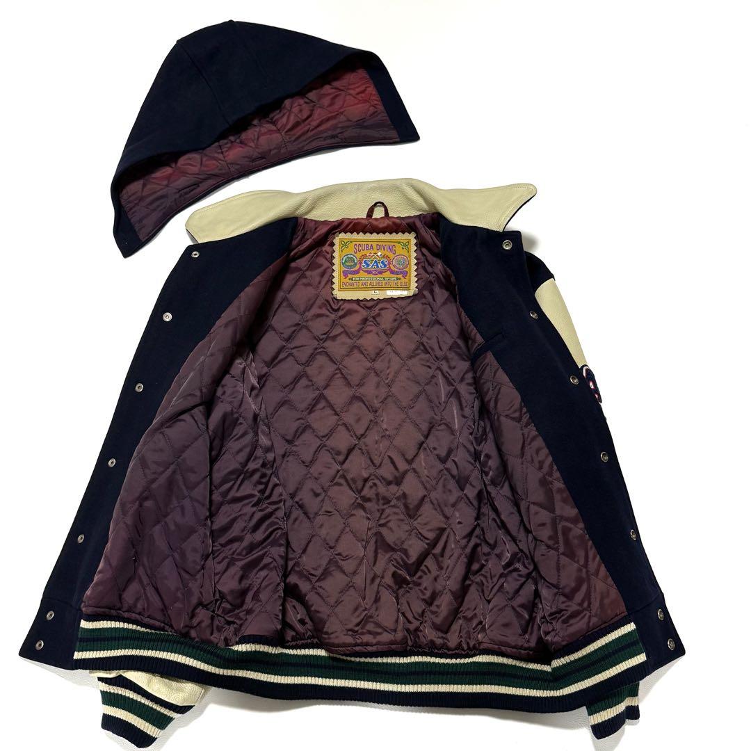 【激レア】 SAS スタジャン 豪華な刺繍&ワッペン 牛革袖 レアデザイン L