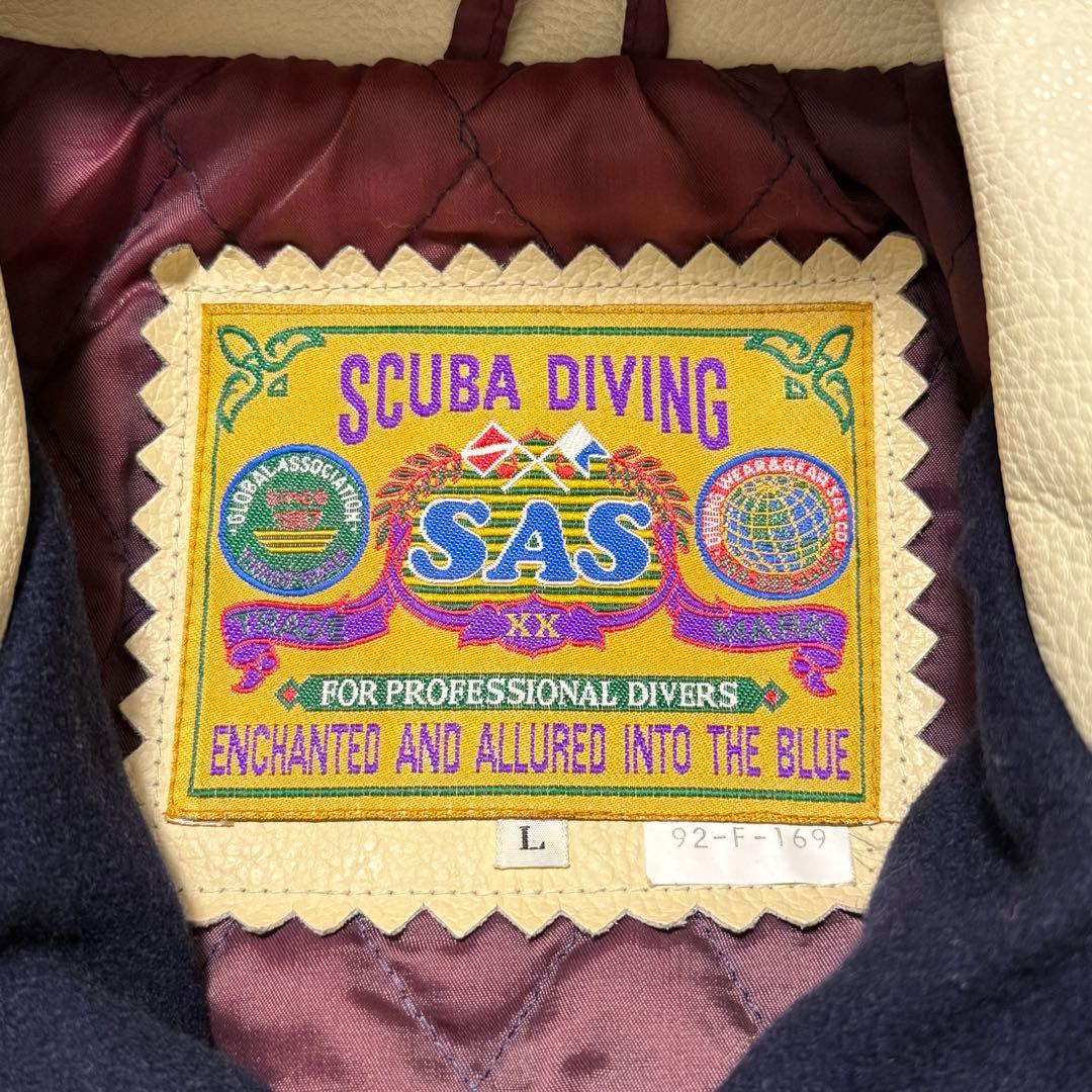 【激レア】 SAS スタジャン 豪華な刺繍&ワッペン 牛革袖 レアデザイン L