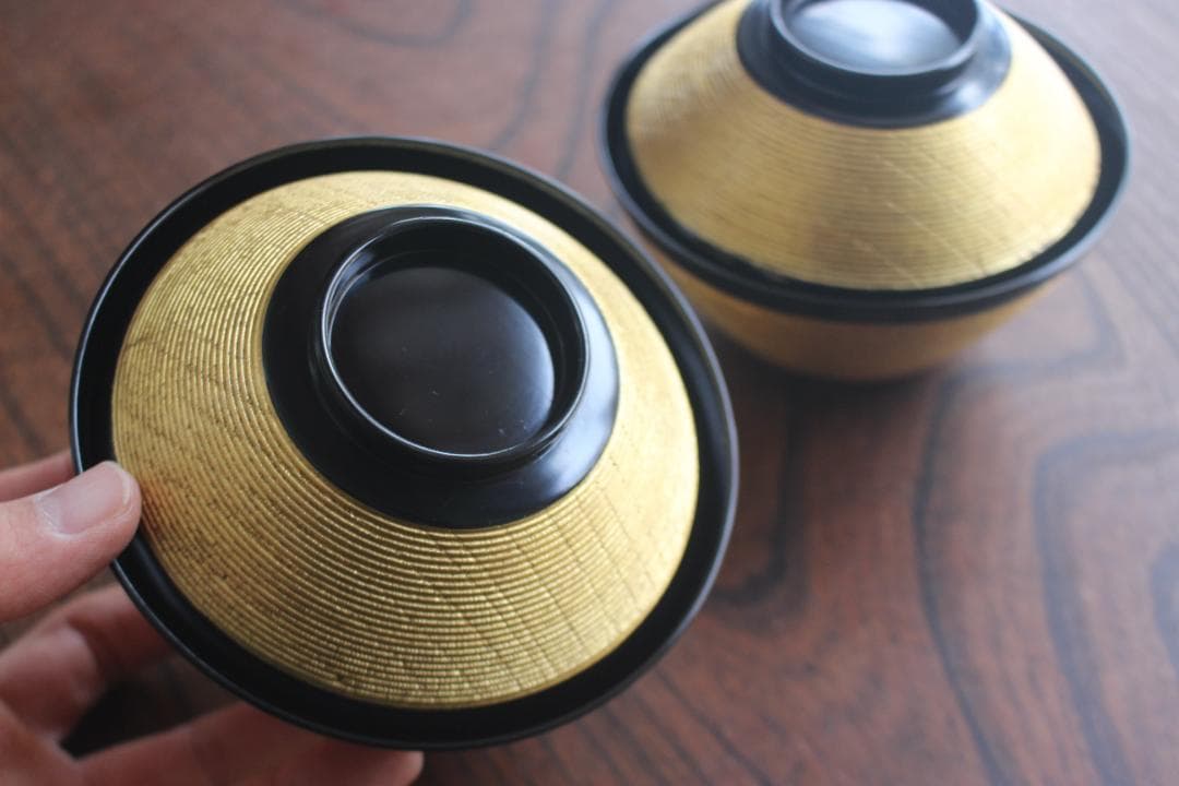 時代逸品！極上金塗糸目の美しいお椀2点（検輪島塗京塗雑煮椀