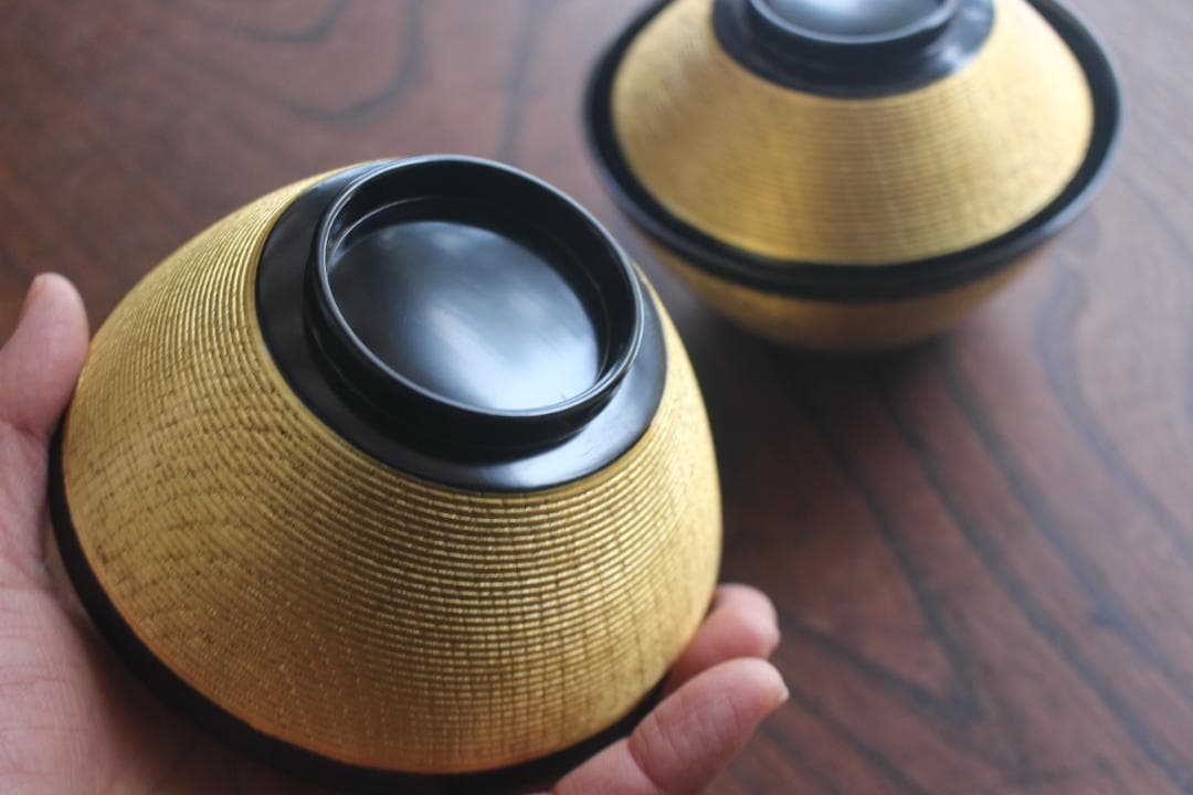 時代逸品！極上金塗糸目の美しいお椀2点（検輪島塗京塗雑煮椀