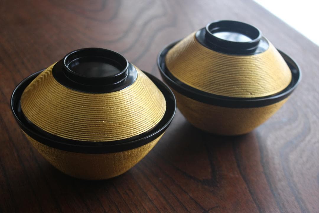 時代逸品！極上金塗糸目の美しいお椀2点（検輪島塗京塗雑煮椀