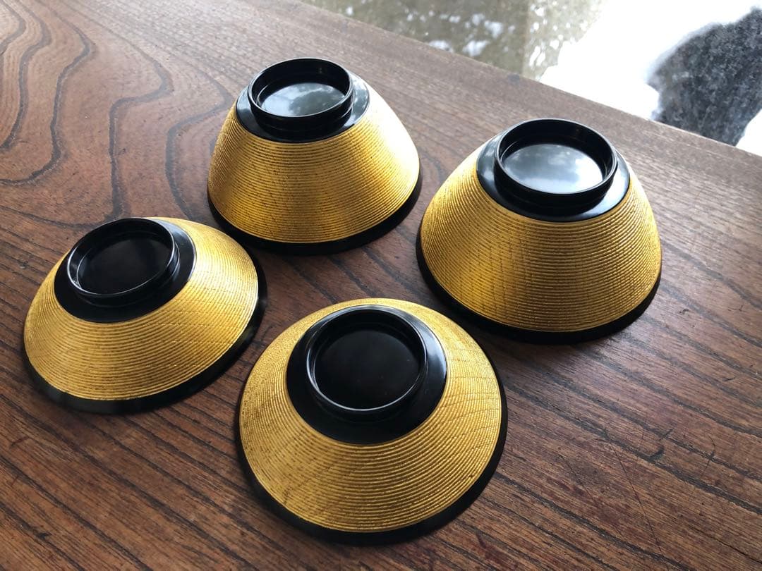 時代逸品！極上金塗糸目の美しいお椀2点（検輪島塗京塗雑煮椀