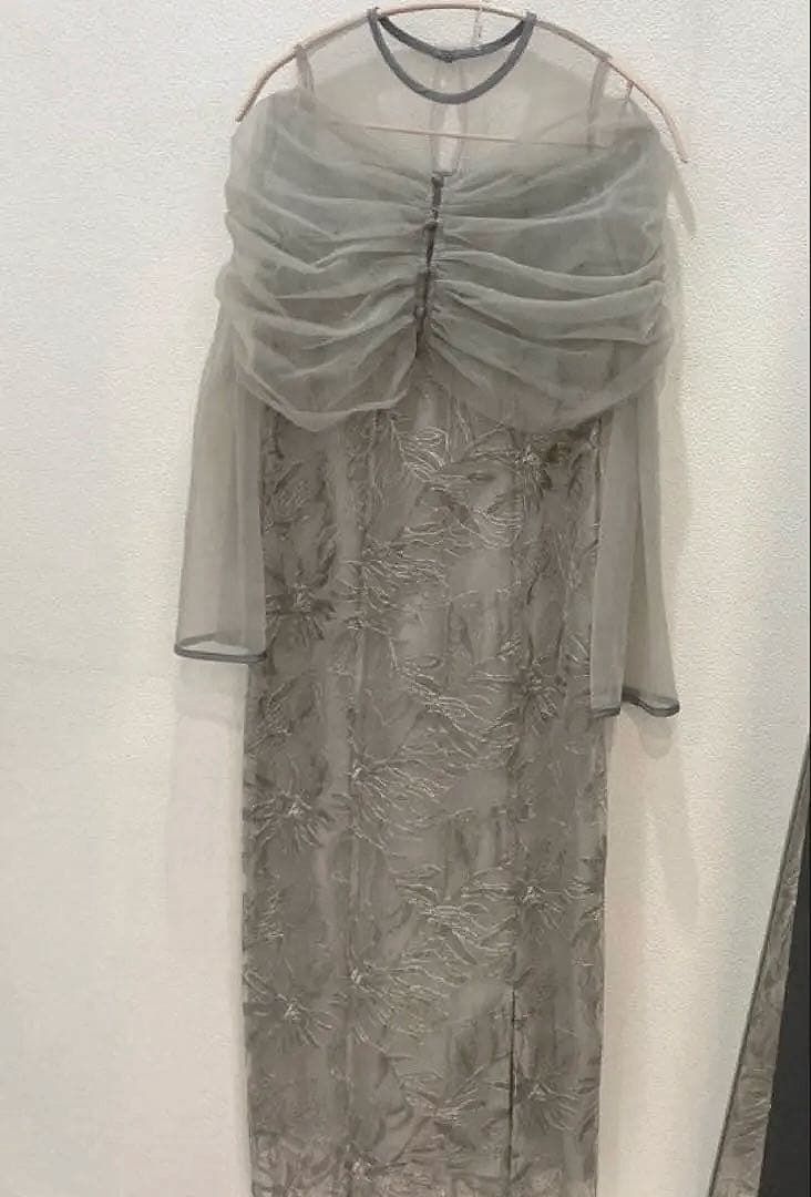 Leja チュールオフショルダー グレー パーティードレス オケージョンドレス