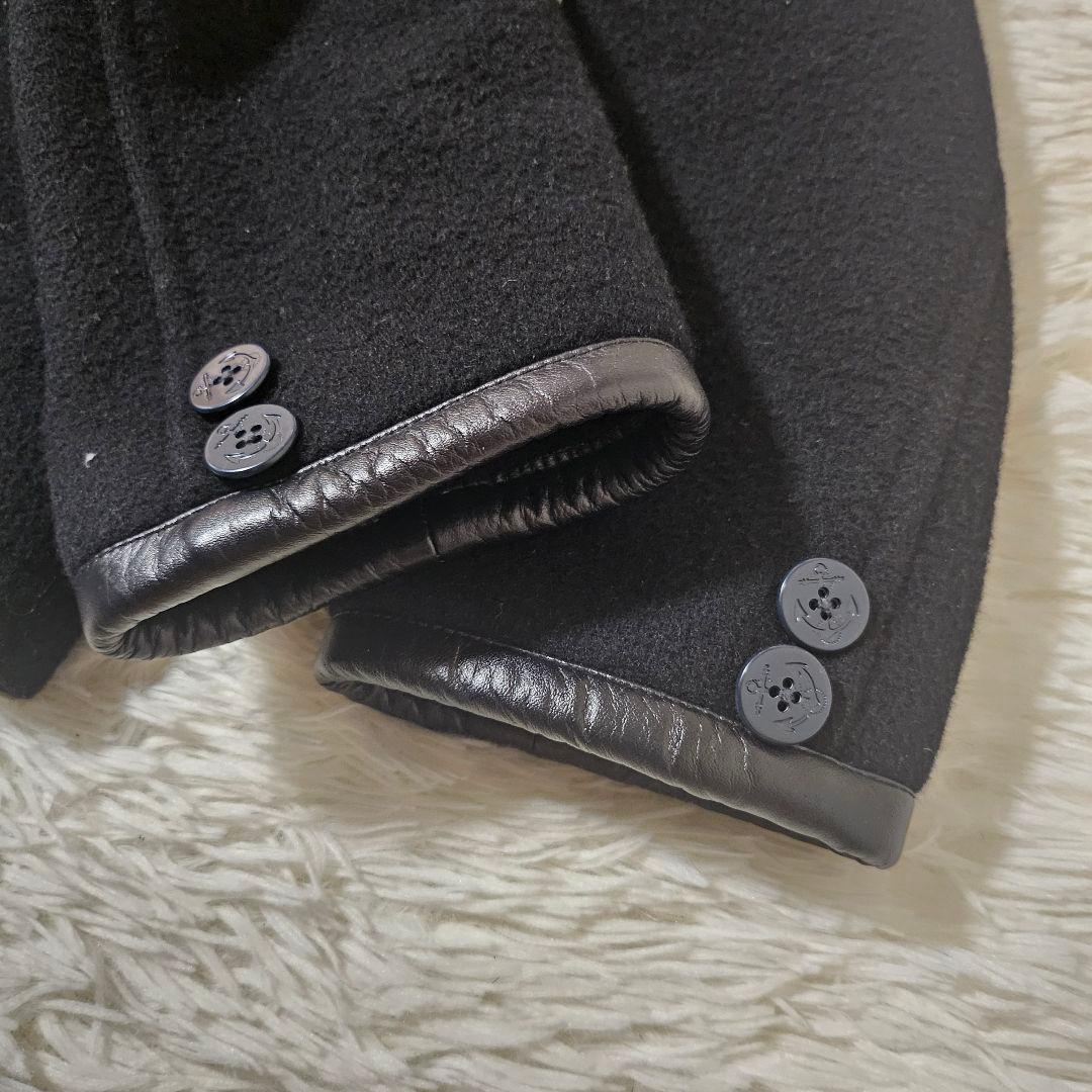 美品 victim ✕ SCHOTT レザーパイピング ピーコート XL