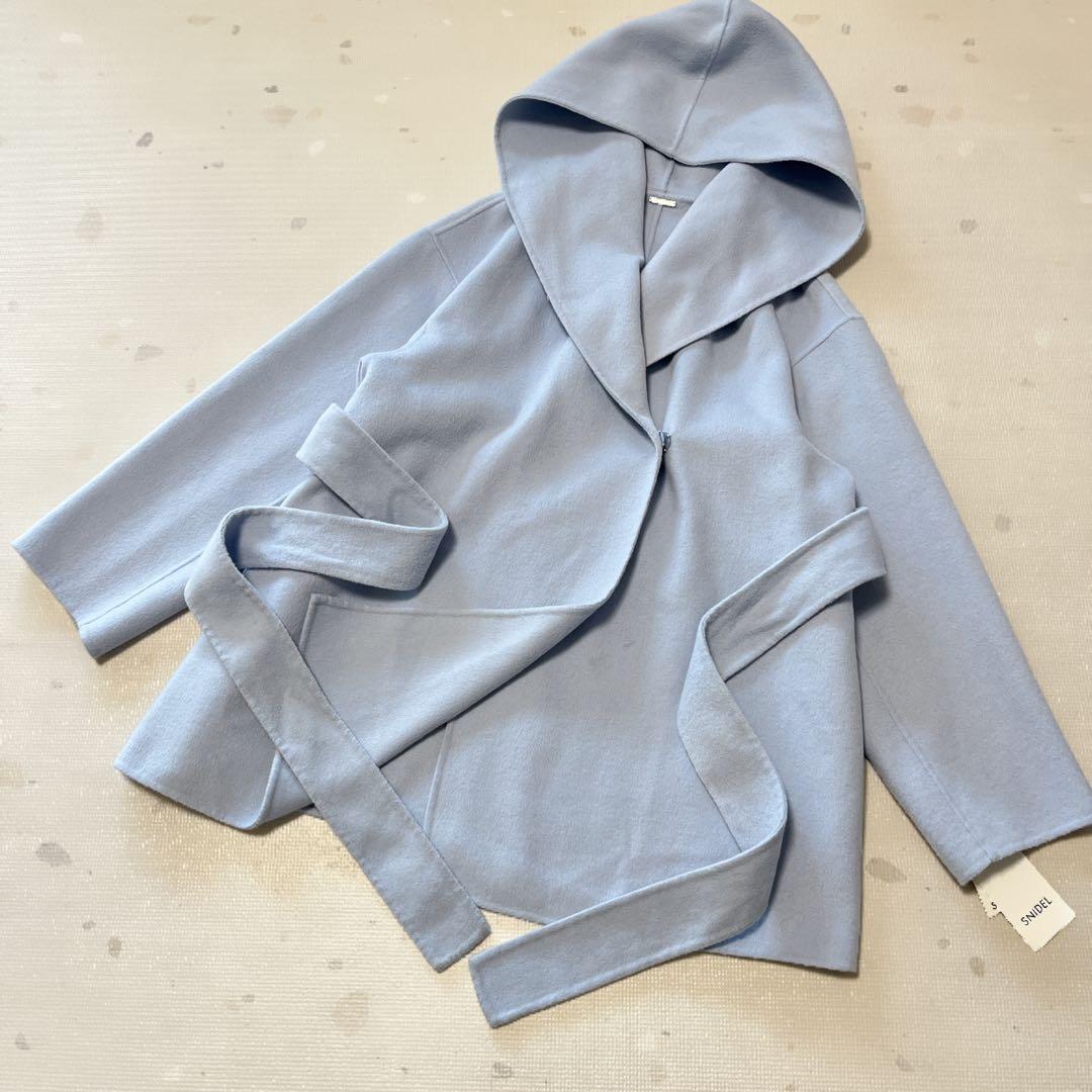 タグ付き　SNIDEL スナイデル フード　リバーショートコート　サックス　M