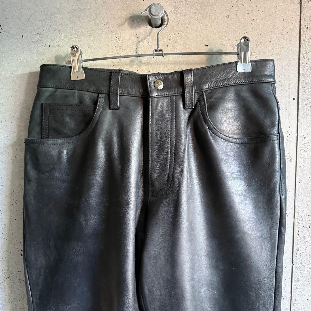 パンツ Lee riders black leather flare pants 32