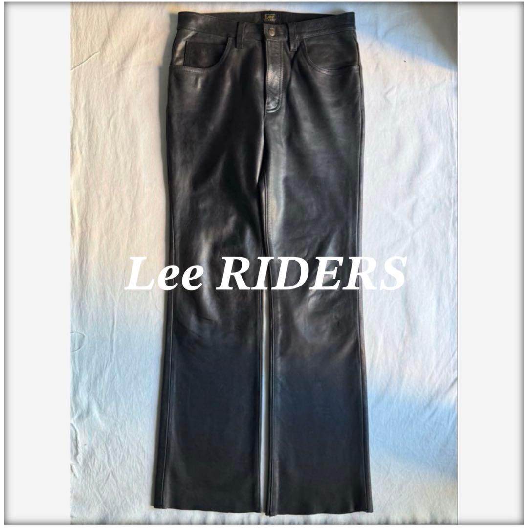 パンツ Lee riders black leather flare pants 32