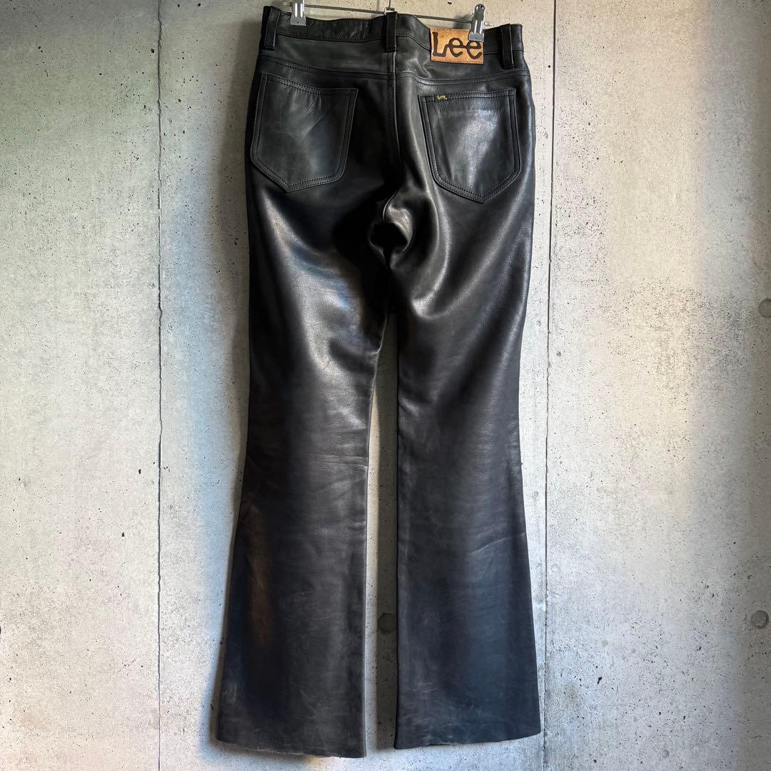 パンツ Lee riders black leather flare pants 32