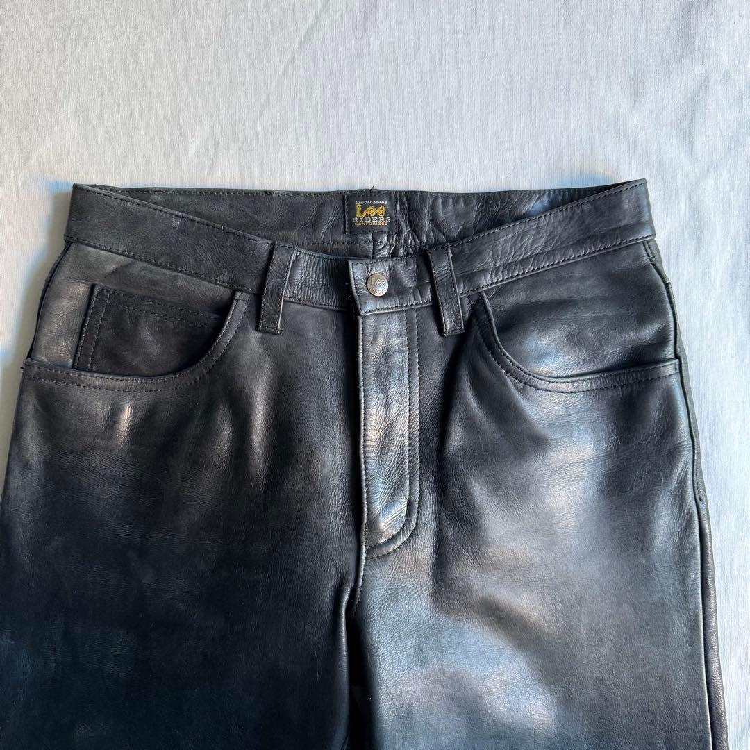 パンツ Lee riders black leather flare pants 32