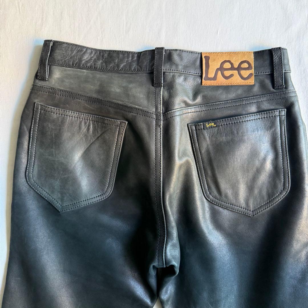 パンツ Lee riders black leather flare pants 32