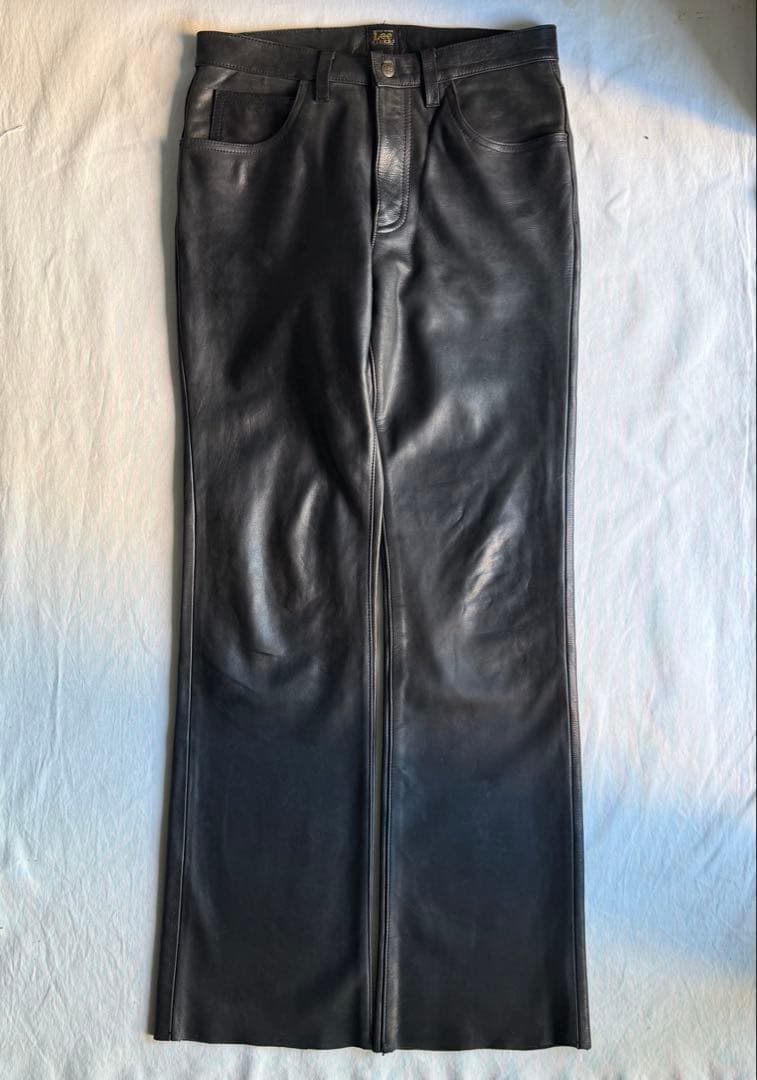 パンツ Lee riders black leather flare pants 32