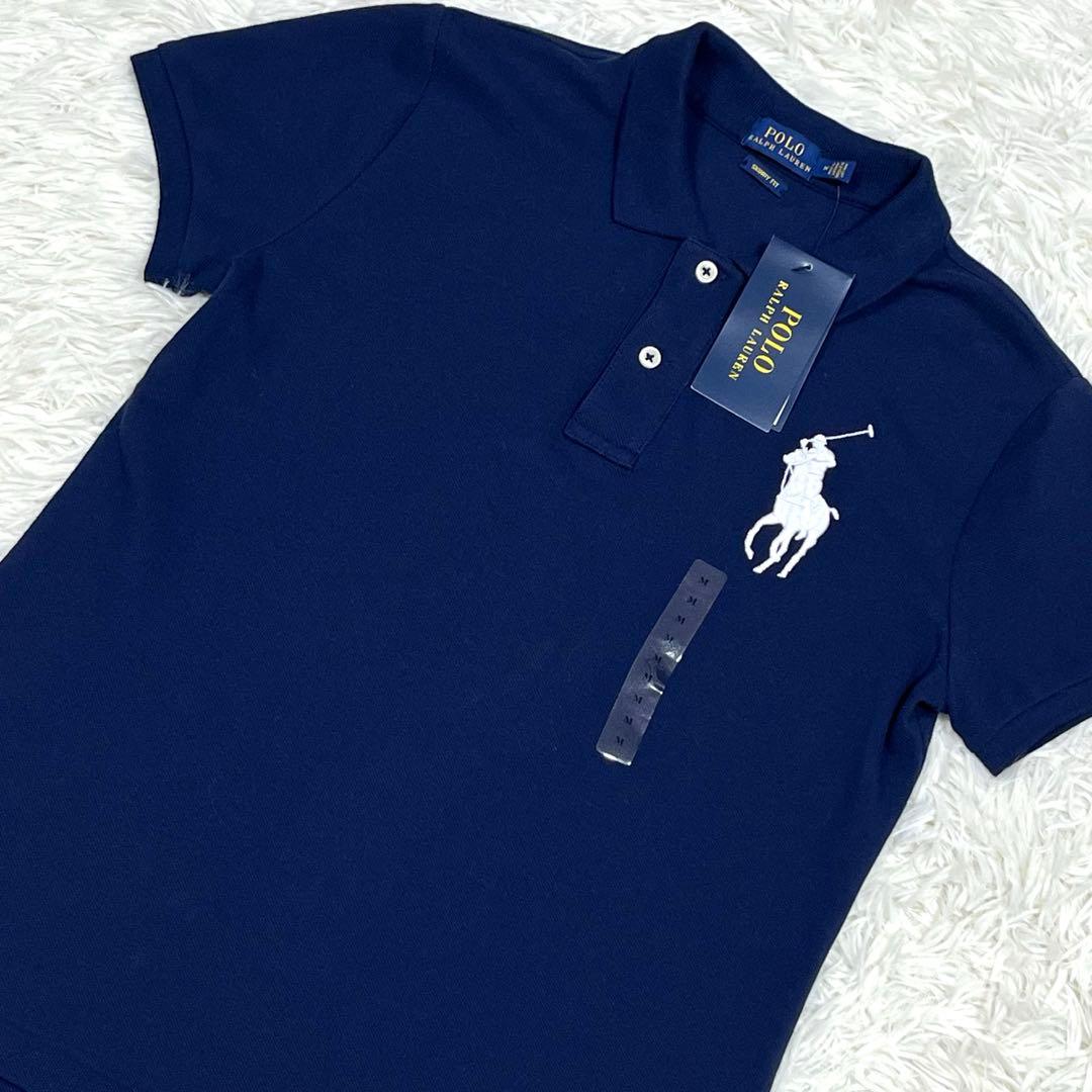 『新品』ラルフローレン ポロシャツ ビッグポニー ネイビー レディースMスキニー