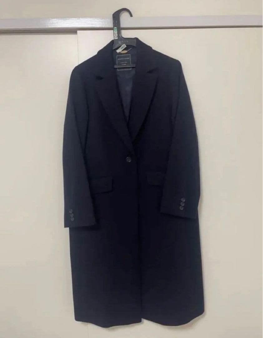 ネイビー チェスターコート シングルボタン