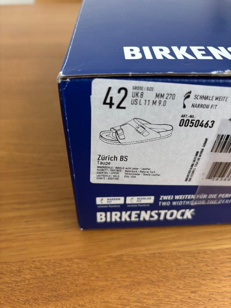 新品BIRKENSTOCK チューリッヒサンダル42
