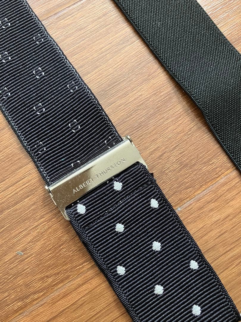 【美品】THURSTON ネイビー サスペンダー　ドット柄