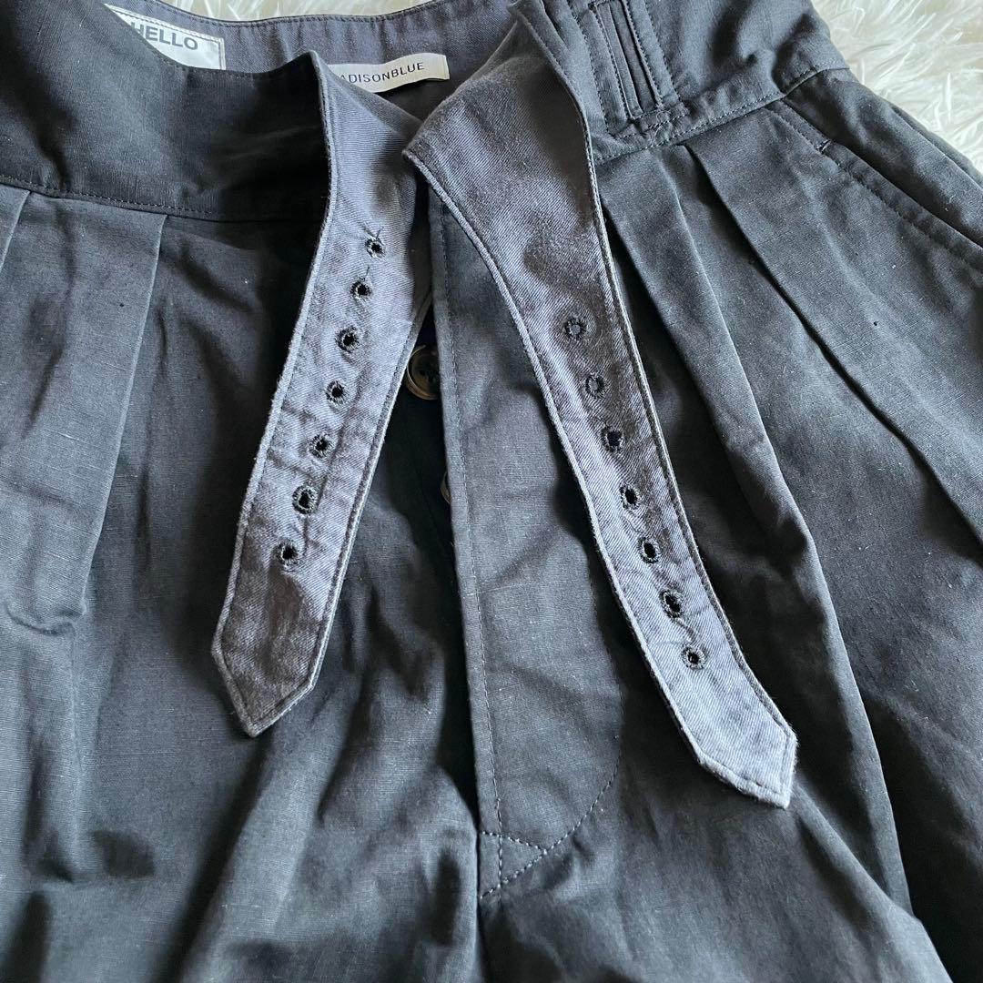 現行✨マディソンブルー　グルカショーツ　リネンブレンド　黒　01