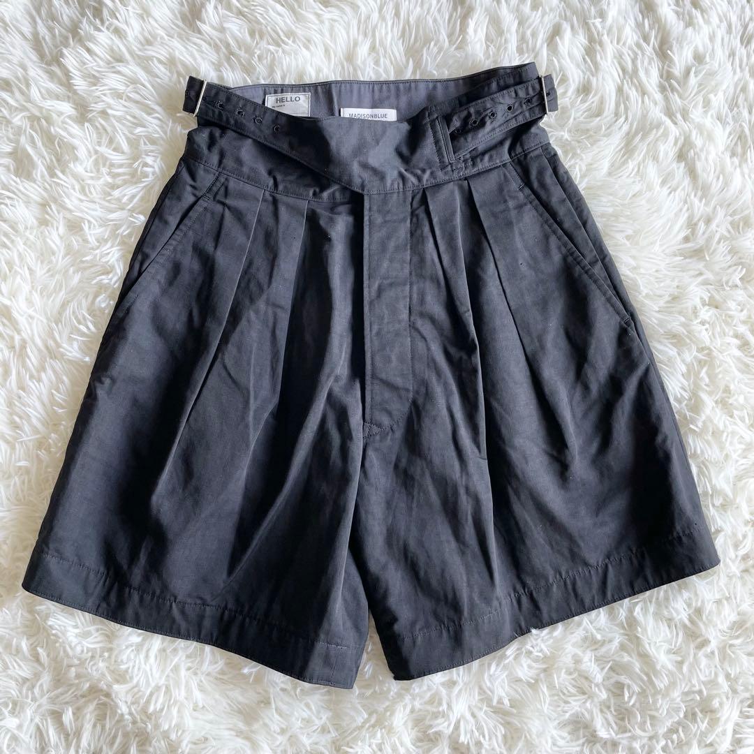 現行✨マディソンブルー　グルカショーツ　リネンブレンド　黒　01