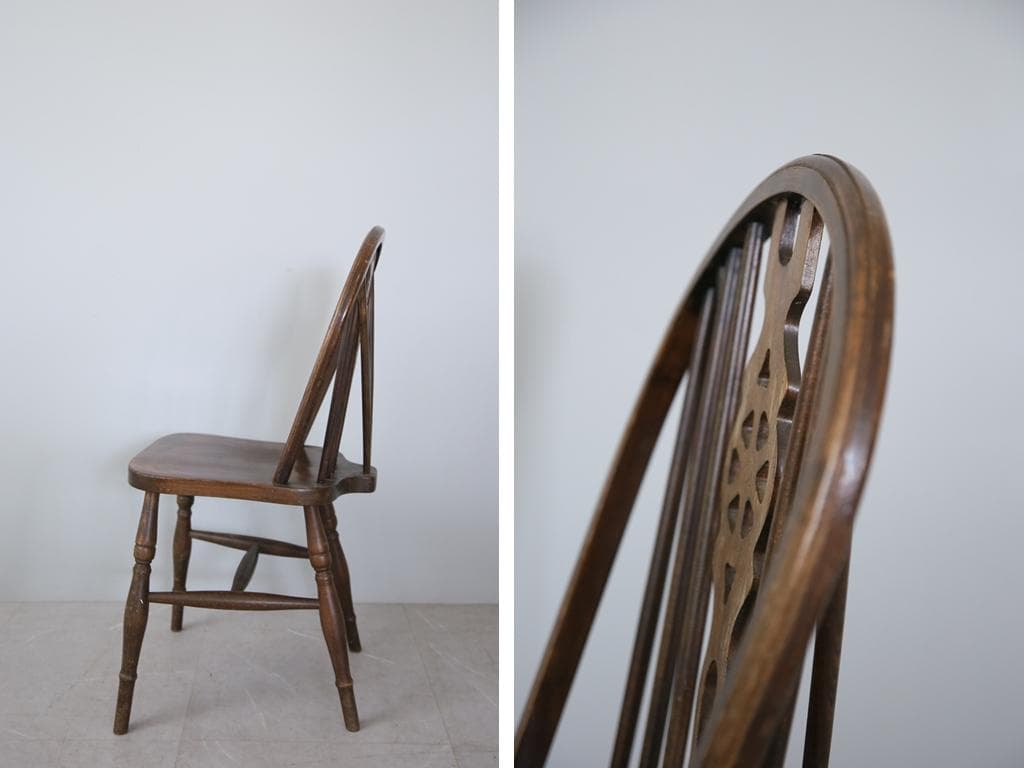 英国アンティーク木製ホイールバックチェア/ダイニングイス/椅子(89-224-1