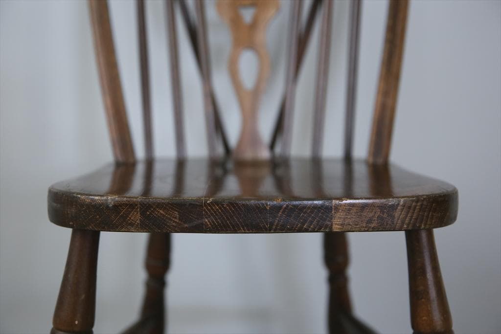 英国アンティーク木製ホイールバックチェア/ダイニングイス/椅子(89-224-1