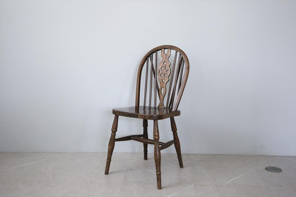 英国アンティーク木製ホイールバックチェア/ダイニングイス/椅子(89-224-1