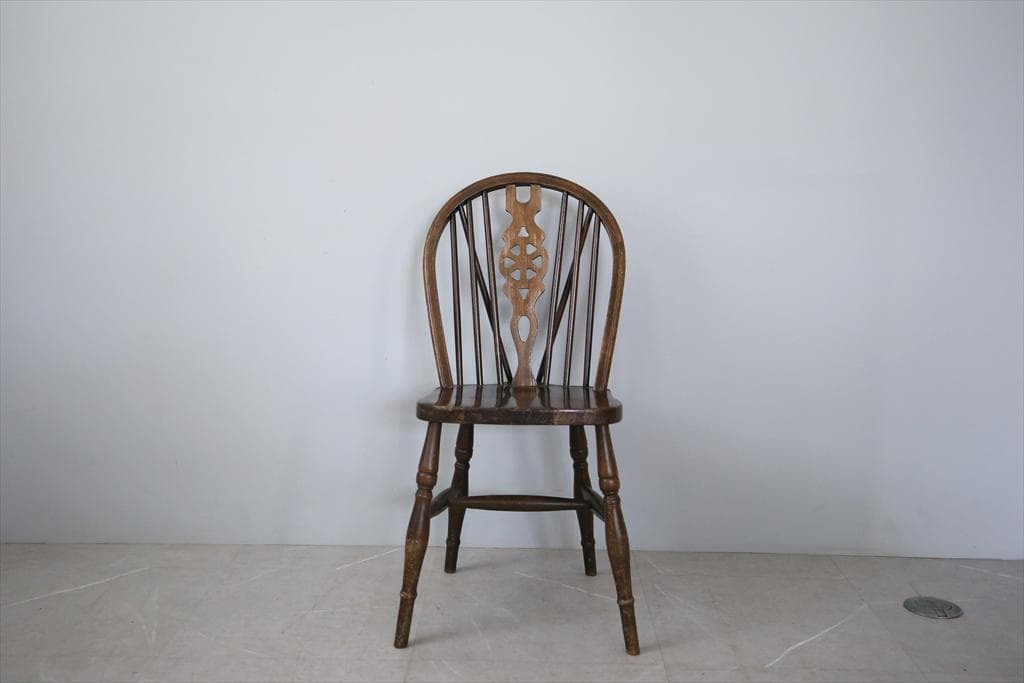 英国アンティーク木製ホイールバックチェア/ダイニングイス/椅子(89-224-1