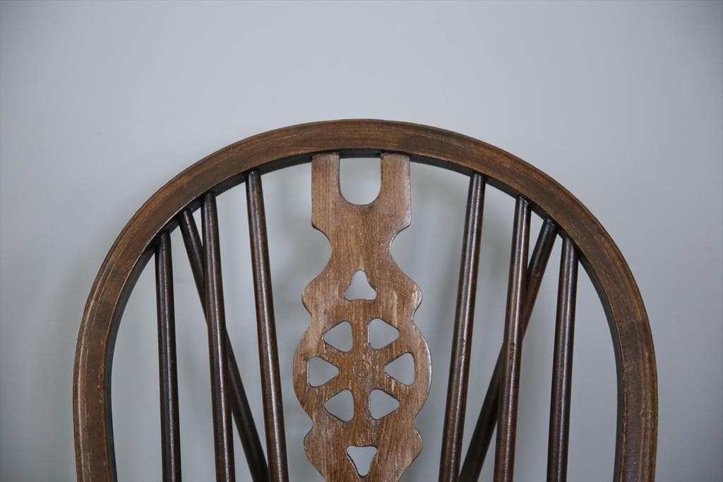 英国アンティーク木製ホイールバックチェア/ダイニングイス/椅子(89-224-1