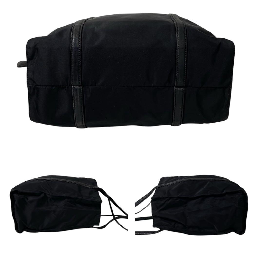 プラダ　ナイロン　三角ロゴ　レザー　トートバッグ　肩掛け　ブラック　 4539