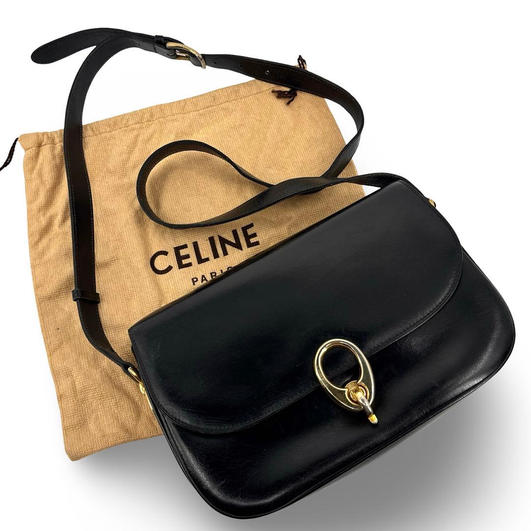 極美品】CELINE セリーヌ ショルダーバッグ ゴールド金具　オールド 革