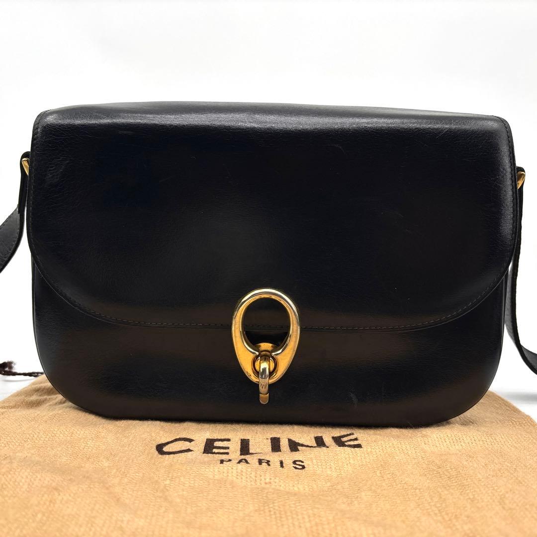 極美品】CELINE セリーヌ ショルダーバッグ ゴールド金具　オールド 革