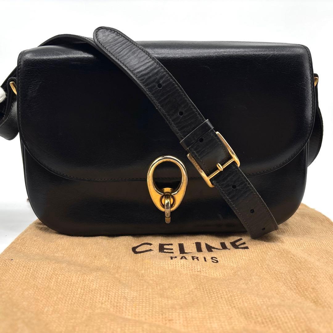 極美品】CELINE セリーヌ ショルダーバッグ ゴールド金具　オールド 革