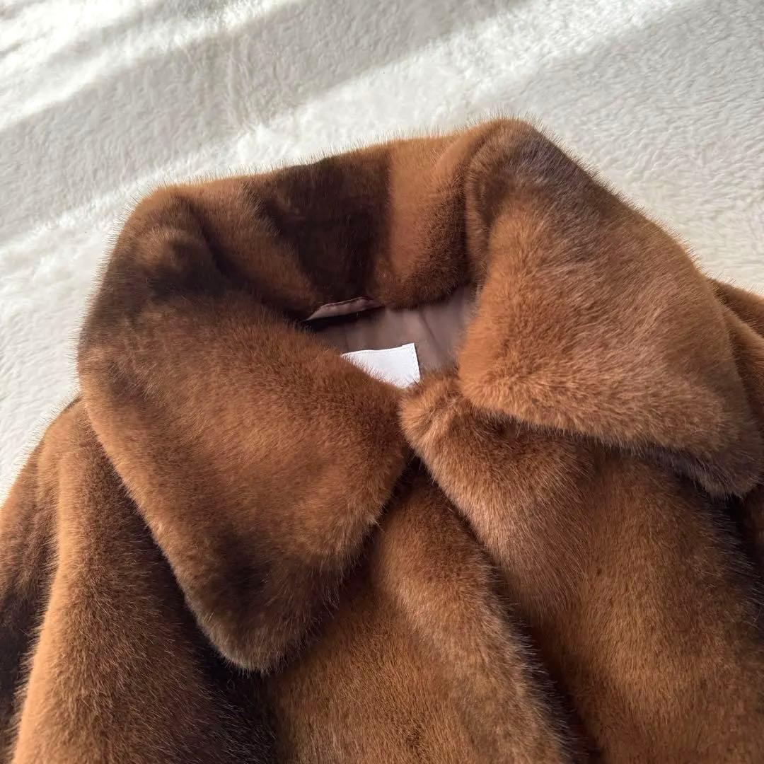 SLY FUR FRONT HOOK コート ブラウン