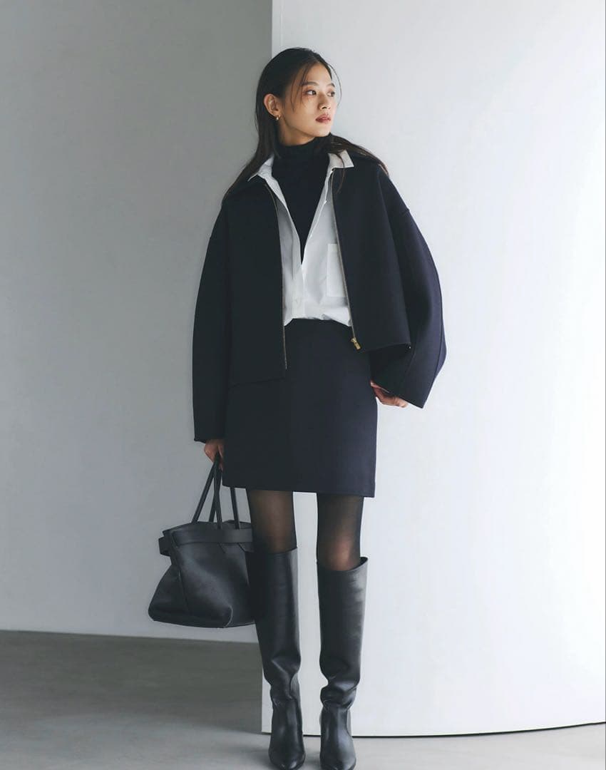 ánuans 完売品リバーウールミニスカート NAVY/1