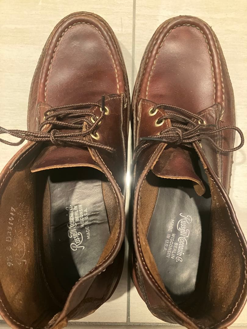 ラッセルモカシン スポーティングクレーチャッカ クロムエクセル バーガンディ箱無