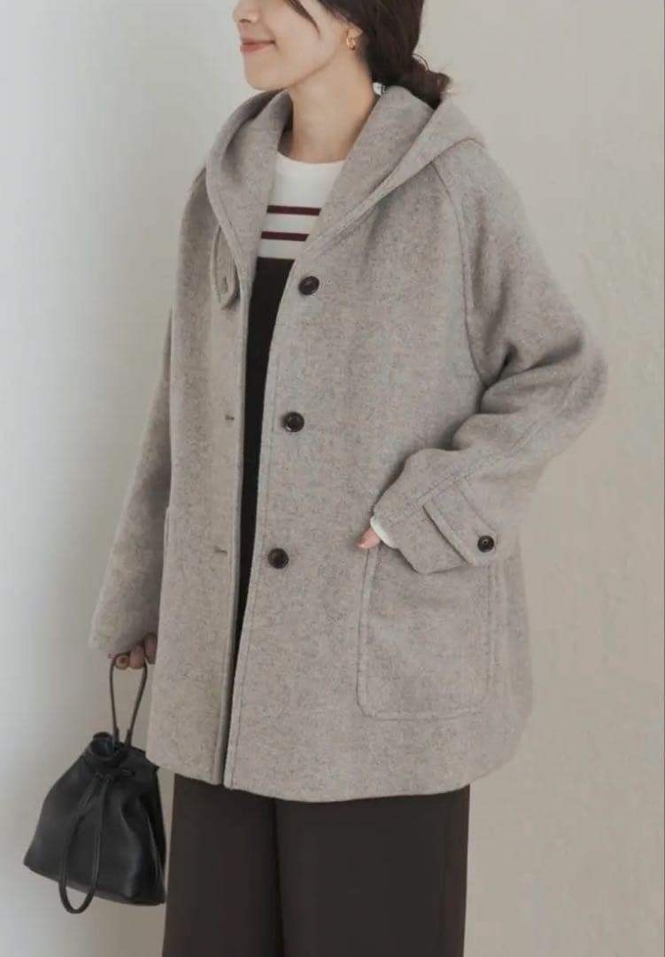 【DOORS】エアリーウールフードコート杢GREGE